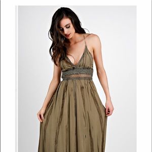 Nature Tie Dye lace contrast maxi dress